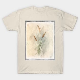 Watercolor Cattails with Geometric Design T-Shirt